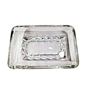Vintage Butter Dish Clear Glass Trinket Dish Bowl Soap Container Thick and Heavy